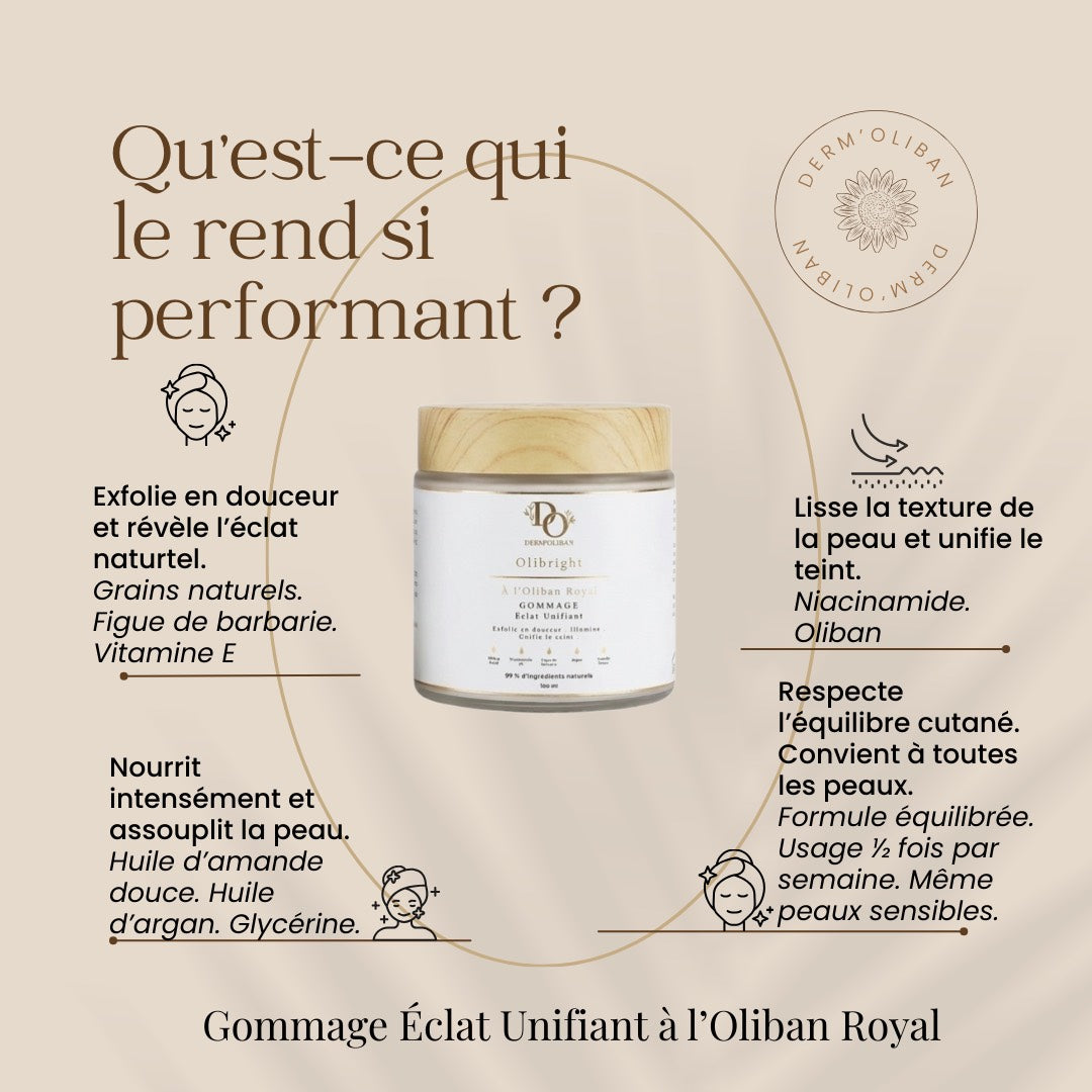 Gommage Éclat Unifiant à l'Oliban Royal – Olibrigh® (100 ml)